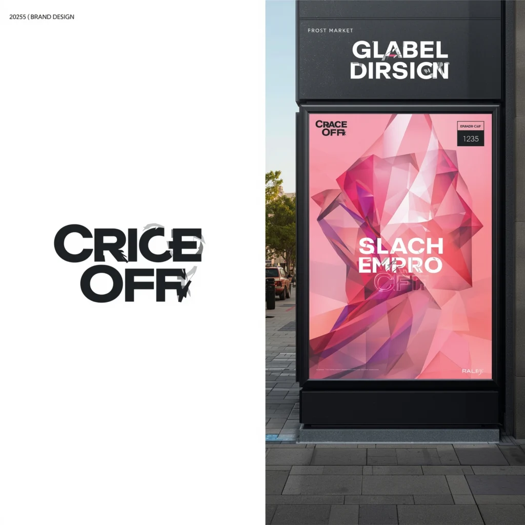 Split-screen comparison of Indian brand design evolution: left side shows outdated 2010s-style logo and cluttered packaging; right side shows modern 2025 minimal branding with clean typography, premium colors, and global-standard visual identity, set against Indian billboards and digital ads.